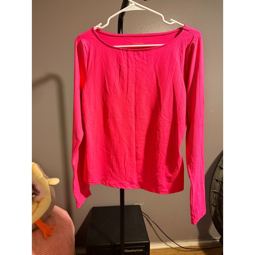 Trendy Queen Pink Long Sleeve Athleisure Shirt Sz L
